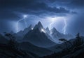 Dramatic scene depicting sharp, jagged mountains Royalty Free Stock Photo