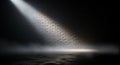 Dramatic Spotlight Illuminating a Textured Brick Wall and Floor with Smoke beam illumination Royalty Free Stock Photo