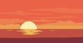 Dramatic Sunset and Sun Reflection Illustration