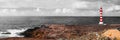 Dramatic scenery with light house on the rocks. Grand Canary island Royalty Free Stock Photo