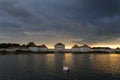 Dramatic scenery of post storm sunset of Nymphenburg palace in Munich Germany.