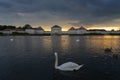 Dramatic scenery of post storm sunset of Nymphenburg palace in Munich Germany.