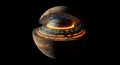 Cross-section of a mysterious glowing techno-planet Royalty Free Stock Photo