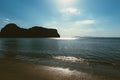 Dramatic sea ocean blue long beach calm quiet Royalty Free Stock Photo