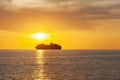 Dramatic sea and transport boat Royalty Free Stock Photo