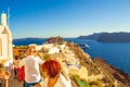 Dramatic sea views from picturesque Oia clifftop Santorini island Royalty Free Stock Photo