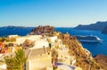 Dramatic sea views from picturesque Oia clifftop Santorini island Royalty Free Stock Photo