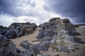 Dramatic seaside striped rocks