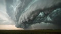 Dramatic shelf cloud over flat agricultural field Royalty Free Stock Photo