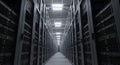 Infinite server racks line a modern data center hall Royalty Free Stock Photo