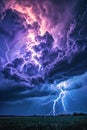 Dramatic shot of thunderstorms with lightning in the nature