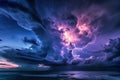 Dramatic shot of thunderstorms with lightning in the nature