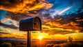 Dramatic Silhouette of a Black Mailbox at Sunset A Captivating Stock Image for Design Projects Posters and More Royalty Free Stock Photo