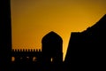 Dramatic Silhouette of Khiva city walls