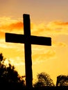 Silhouette Christian cross sunset cell phone wallpaper Royalty Free Stock Photo