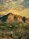 Golden sunset on Pusch Peak in the Catalina Mountains Tucson Arizona USA