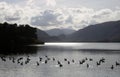 Dramatic skies and silhouettes Derwent Water UK Royalty Free Stock Photo