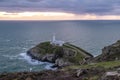 Dramatic sky above the historic South Stack Lighthouse - Isle of Anglesey North wales UK Royalty Free Stock Photo