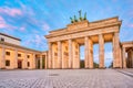 Dramatic sky with Brandenburg gate in Berlin city, Germany Royalty Free Stock Photo