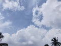 Giant moody cumulonimbus clouds visible in the dramatic morning sky Royalty Free Stock Photo