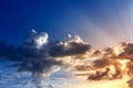 Dramatic sky with clouds on the sunset . Summer background Royalty Free Stock Photo