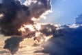 Dramatic sky with clouds on the sunset . Summer background Royalty Free Stock Photo