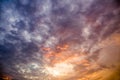 Dramatic Sky with Clouds at Sunset or Sunrise Background, HDR Royalty Free Stock Photo