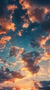Dramatic sky with colorful sunset clouds, twilight view. Natural beauty and tranquility concept Royalty Free Stock Photo