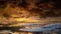 Dramatic sky. Dark clouds illuminated by sunset. Beautiful sky with clouds at dusk. Stormy sky. Scenic view of layered sky Royalty Free Stock Photo