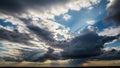 Dramatic Sky with Dark Clouds and Sunlight Breaking Through Natural Landscape Royalty Free Stock Photo