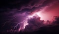 Dramatic sky, dark night, thunderstorm, danger, electricity, nature power generated by AI