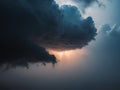 dramatic sky with dark storm clouds bright light in center. Royalty Free Stock Photo