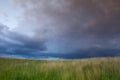 Dramatic sky on the empty golf course Royalty Free Stock Photo