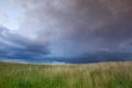 Dramatic sky on the empty golf course Royalty Free Stock Photo