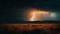 Dramatic sky, forked lightning, danger nature power supply in motion generated by AI