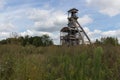 For coal mine elevators under a dramatic sky near Maasmechelen Village Royalty Free Stock Photo