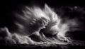 Dramatic sky frames danger as waves crash ,generative AI