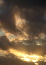 Dramatic sky with golden lining on clouds, sunset Royalty Free Stock Photo