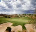 Dramatic sky on Golf Course Green Royalty Free Stock Photo