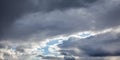Dramatic sky with grey clouds over the city before the storm. Royalty Free Stock Photo