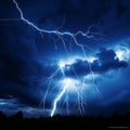 Dramatic sky with lightnings in stormy night over city downtown. Generative ai Royalty Free Stock Photo