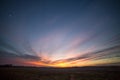 Dramatic Sky with Moon Crescent over Indiana Country Fields