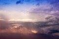 Natural sky composition. Dark ominous colorful storm rain clouds. Dramatic sky. Overcast stormy cloudscape. Thunderstorm Royalty Free Stock Photo