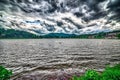 Dramatic sky and nature at lake junaluska north carolina near maggie valley Royalty Free Stock Photo