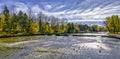 Dramatic sky on a northern river in Fall