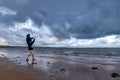 Dramatic sky over Aberdeen beach, United Kindom Royalty Free Stock Photo