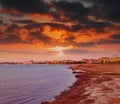 Dramatic sky over Alghero at sunset Royalty Free Stock Photo