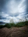 Dramatic sky over archipelago. Storsand, High Coast in northern Sweden Royalty Free Stock Photo