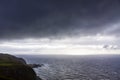 Dramatic sky over Atlantic Ocean coast near Sao Miguel Island, Azores, Portugal Royalty Free Stock Photo