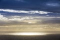 Dramatic sky over Atlantic Ocean coast Near Sao Miguel Island, the largest island in the archipelago of the Azores, Portugal. Dark Royalty Free Stock Photo